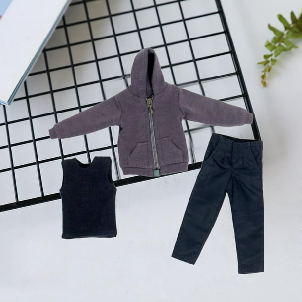 3 uds 1/12 Escala hombres figura sudadera con capucha chaleco pantalones Hugo