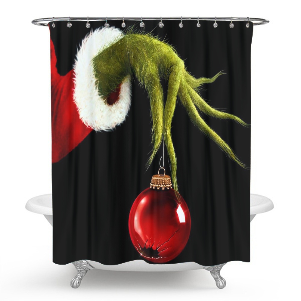 Shower Curtain Grinch Bathroom Decor Grinch Aesthetic Modern Fabric