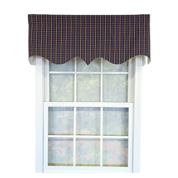 RLF Home 100% Cotton Palermo Regal  Fully lined Windows Rod Pocket Valance 50" x 17"  Navy