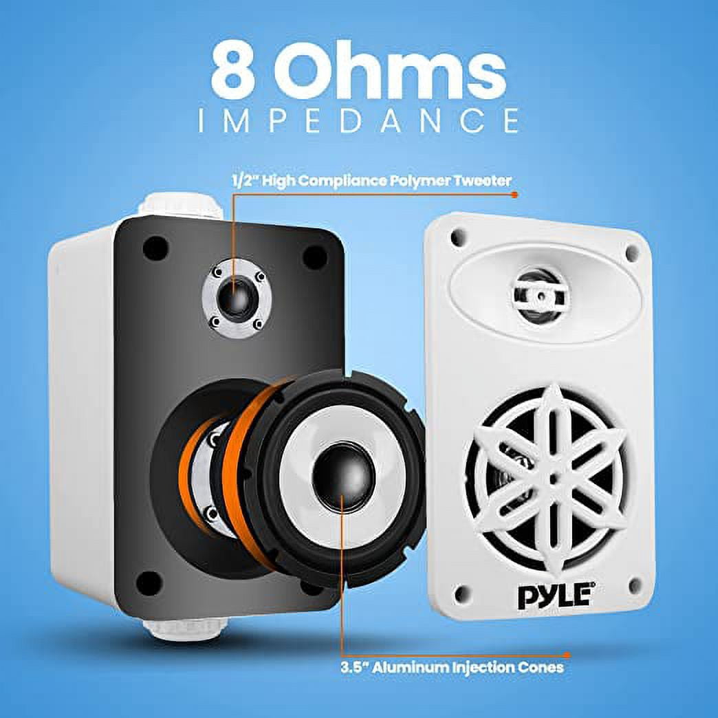Pyle Bluetooth Indoor Outdoor Speakers Pair 200 Watt Dual Waterproof 3.5” 2-Way Full Range Speaker