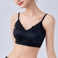 thumbnail image 4 of Koadzawe Women's Lace Trim Bralette, Wireless Soft Cup Bra with Adjustable Spaghetti Straps, V Neck Seamless Comfort Bralette for Everyday Wear, Sleep, Lounge and Layering Black L, 4 of 4