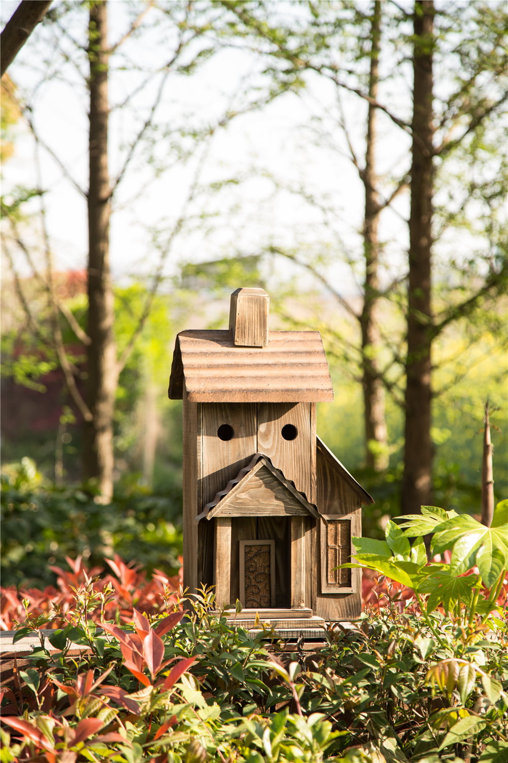 Details about   Glitzhome 10.24'' Wood Hanging 3D Flowers Carved Bird House Nest Box Cage Garden 