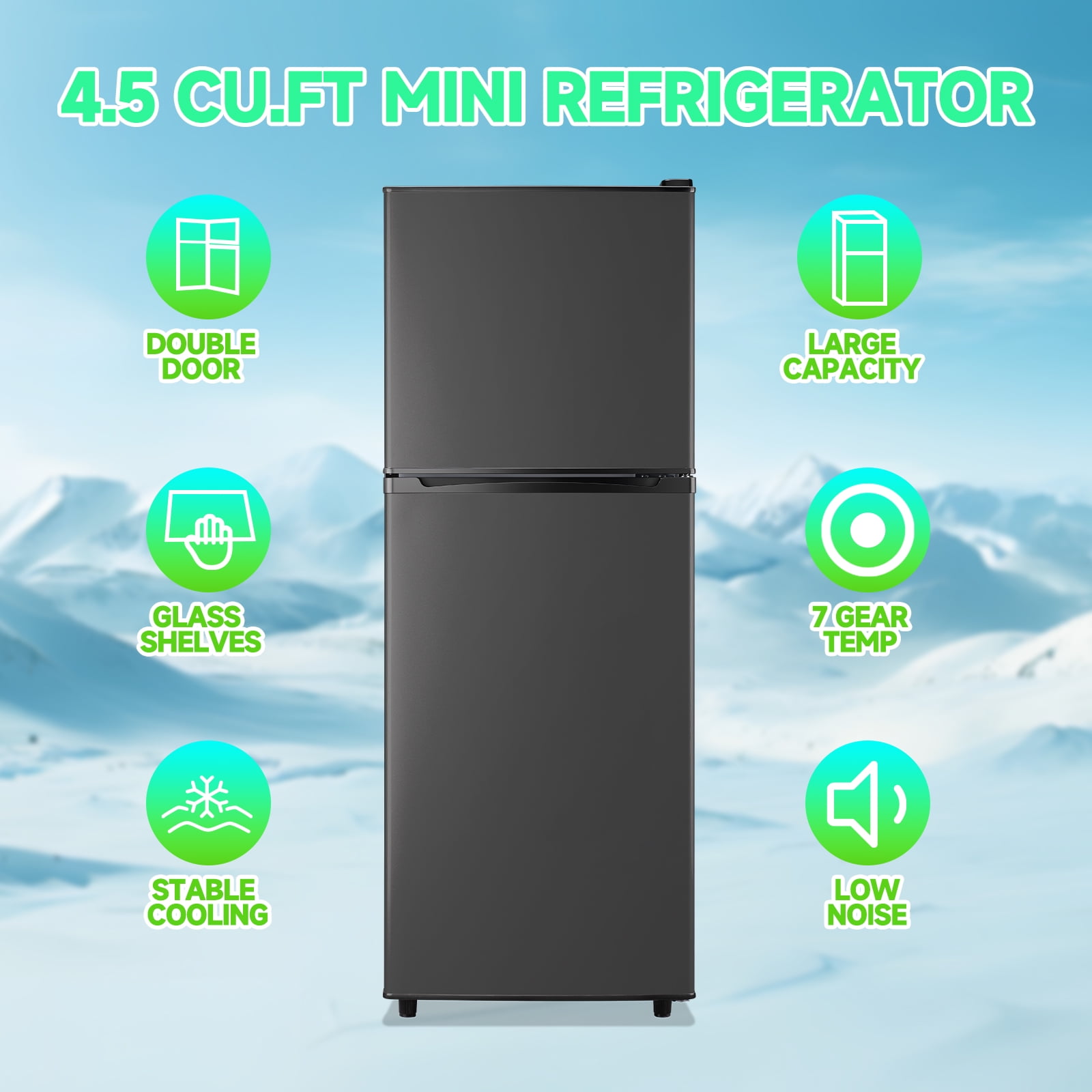 TACOOL5.0 Cu.ft Small Refrigerator Mini Fridge for Bedroom Drink Holder Large Capacity Suit for Home, Apartment, Office Dark Grey