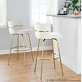 thumbnail image 3 of Cinch 30" Glam/Art Deco Fixed-Height Barstool with Swivel in Gold Metal and Cream Velvet with Round Footrest by LumiSource - Set of 2, 3 of 4