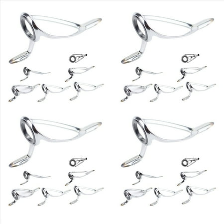 4set Fishing Rod Repair Kit Rod Tip Repair Kit Casting Fishing Rod Guides Replacement Set Steel Ceramic Ring Silver