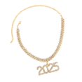 thumbnail image 4 of Cadena para el cuello 2025, collar deslumbrante para mujer, para novias, damas de honor, fiestas, cumpleaños Dorado, 4 of 8