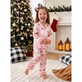 thumbnail image 6 of RUINIXCW Toddler Baby Girl Christmas Silk Satin Pajama Set Little Girls Xmas PJS Fall Winter Sleepwear Santa Button Down Long Sleeve Shirt Pants Set, 6 of 10