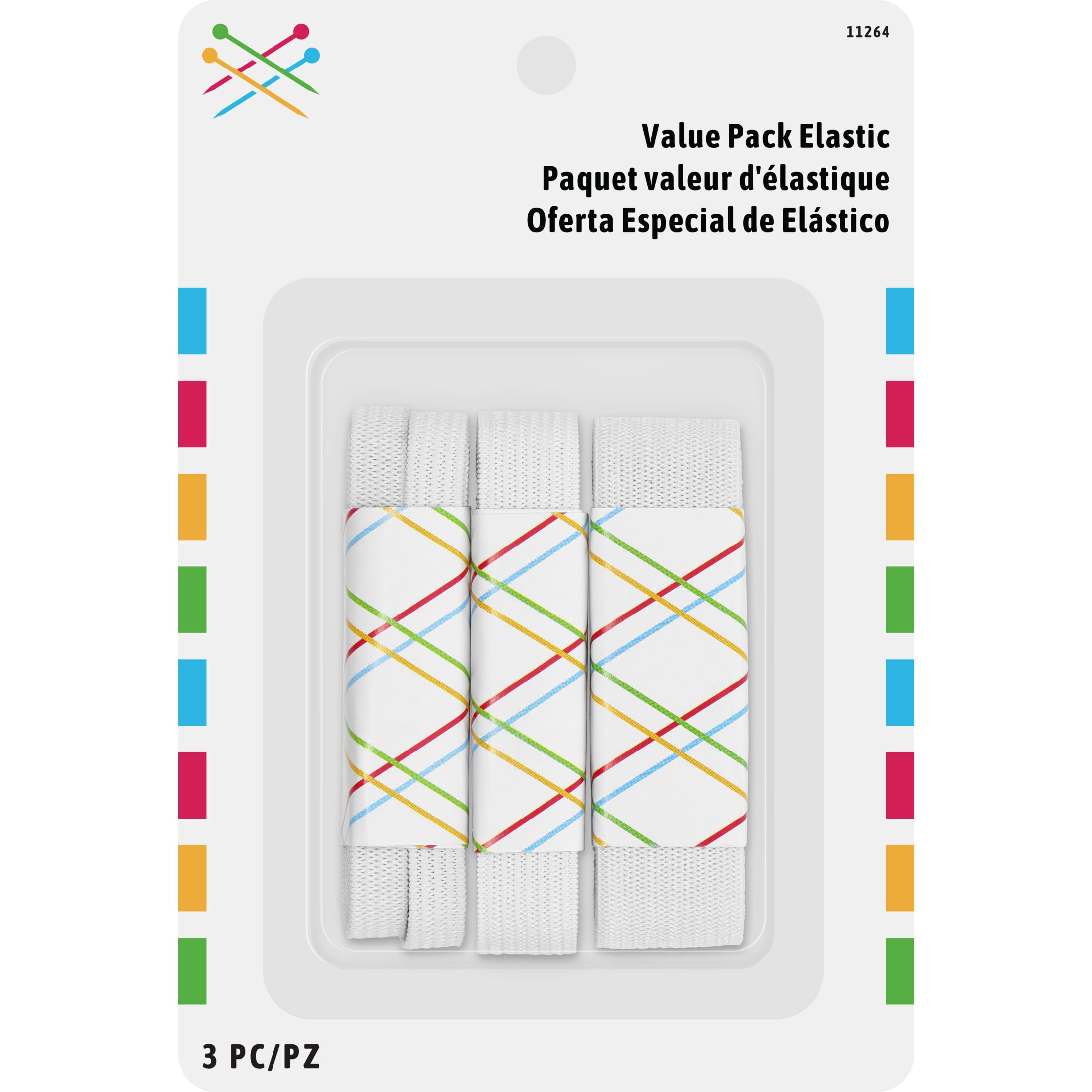(6 pack) Elastic Value Pack, 3 Piece, White