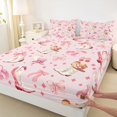 thumbnail image 3 of Castle Fairy Western Cowgirl Boots Hats Twin Sheet Sets 3pcs for Female Girls,Old Fashion Disco Ball Twin Fitted Sheet Microfiber,Kawaii Pink Bow Cherry Breathable Flat Sheet,Breathable Home Decor, 3 of 5