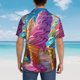 thumbnail image 4 of Balery Rainbow Melting Ice Cream Camisas hawaianas de manga corta para hombre, camisas playeras de corte holgado, camisas de vacaciones con botones,XX-Large, 4 of 7