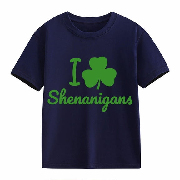 Ruyang St Patricks Day Shirt for Girls Cute Irish Shamrock Graphic Tee Tops Toddler Kids Short Sleeve Summer Crewneck Cotton T-Shirt