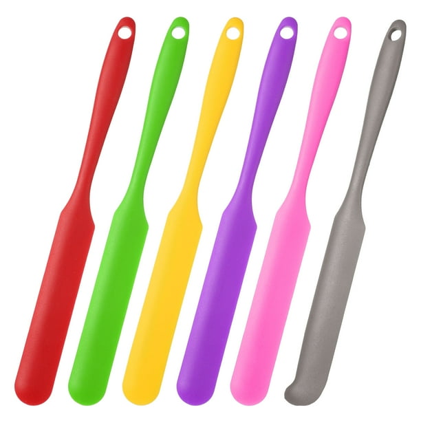 Espátula de silicona de 6 piezas, esparcidor de mermelada resistente al calor con mango (Verde/Rosa/Púrpura/Gris/Rojo/Negro)