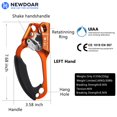 thumbnail image 4 of NewDoar Left&Right Hand Ascender Rock Climbing Tree Arborist Rappelling Gear Equipment CE Certified Rope Clamp for 8~13MM Rope(Orange Left&Blue Right), 4 of 4