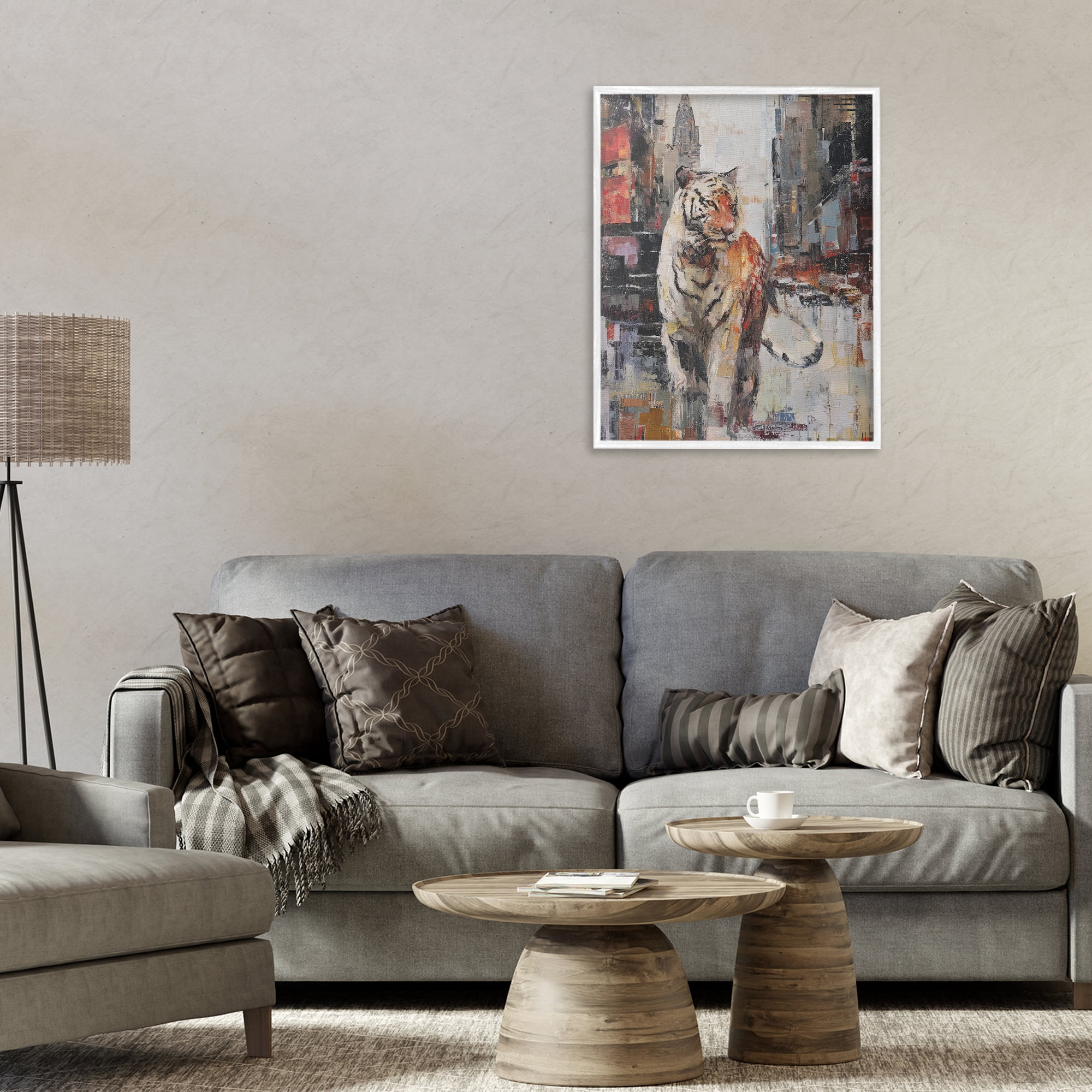 Stupell Industries Concrete Predator Roaming City White Framed Giclee Art, design by Svetlana Aleynikova