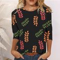 thumbnail image 2 of Gibobby Camisa&nbsp;Moda Mujer Blusa de manga cuartos con estampado de cuello redondo de moda casual para mujer（V， M), 2 of 5