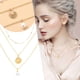 thumbnail image 2 of Colgante Collar de Oro Collar de Triple Capa Collar de Oro y Collar Colgante Collar para Niñas Vestido Collar a Juego, 2 of 8