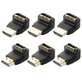 thumbnail image 1 of 6 conectores HDMI en ángulo recto, adaptadores HDMI macho a hembra de 90 grados y 270 grados, adaptador HDMI de alta velocidad en ángulo recto, cable HDMI de 90 grados y 270 grados, color negro, 1 of 4