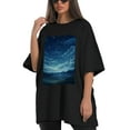 thumbnail image 4 of Plus Size Shirt for Women Black Tops for Women Short Sleeves Shirt for Women Starry Sky T Shirt Crewneck Shirt for Women XL, 4 of 5