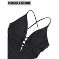 thumbnail image 6 of Deago Women's Sexy One Piece Swimsuit Plunge Deep V Neck Cutout Bathing Suits Textured Ruched Crisscross Back Self Tie Swimwear (Black, S), 6 of 9