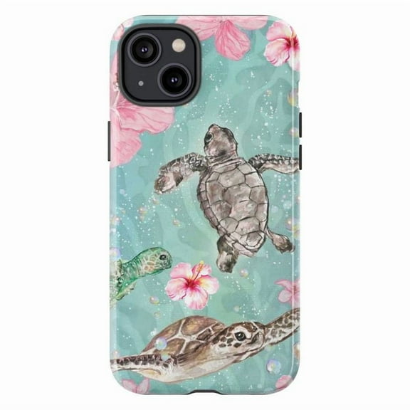 Beach Days Turtle Phone Case – Pastel Marine Life Art for Ocean Lovers Phone Cover for iPhone 16 15 14 13 12 11 Pro Max Mini