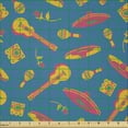 thumbnail image 2 of Ambesonne Cinco de Mayo Fabric by the Yard Microfiber, Mexican Theme, 10 Yards, Hot Pink Yellow and Blue, 2 of 4
