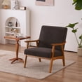 thumbnail image 6 of UBesGoo Mid Century Retro Accent Chair, Wood Frame Arm Chair, Teddy Velvet Fabric Modern Lounge Chair for Living Room Bedroom Balcony Dark Gray, 6 of 8
