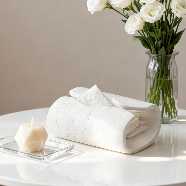 Dispensador de pañuelos desechables con tapa, diseño creativo y original. Soporte para pañuelos faciales y servilletas para baño, sala de estar o Blanco
