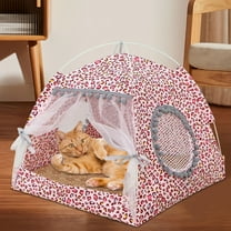 Tvtnvo Pet Nest Foldable Semi Enclosed Yurt Pet Tent Dog House Removable Washable Mat Breathable Polyester for All Seasons Indoor Use for Small Dogs and Pets Easy To Store and Carry Pink 14.6 in