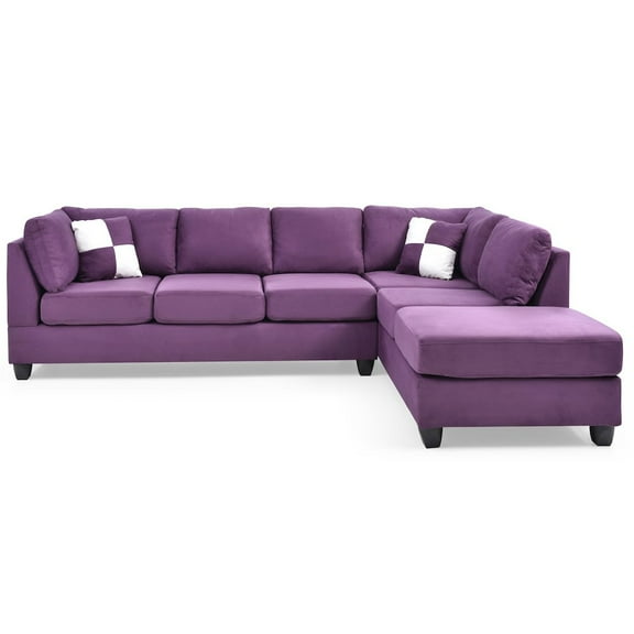 Glory Furniture Malone Sectional in Purple Color