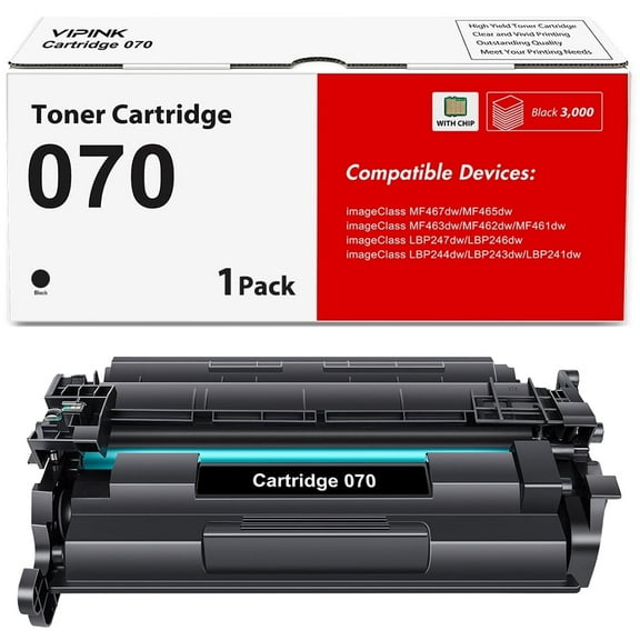 VIPink 070 Toner Cartridge Compatible for Canon 070 Cartridge 070 CRG070 CRG-070 imageCLASS MF465dw MF462dw LBP247dw LBP246dw Printer (Black,1-Pack)