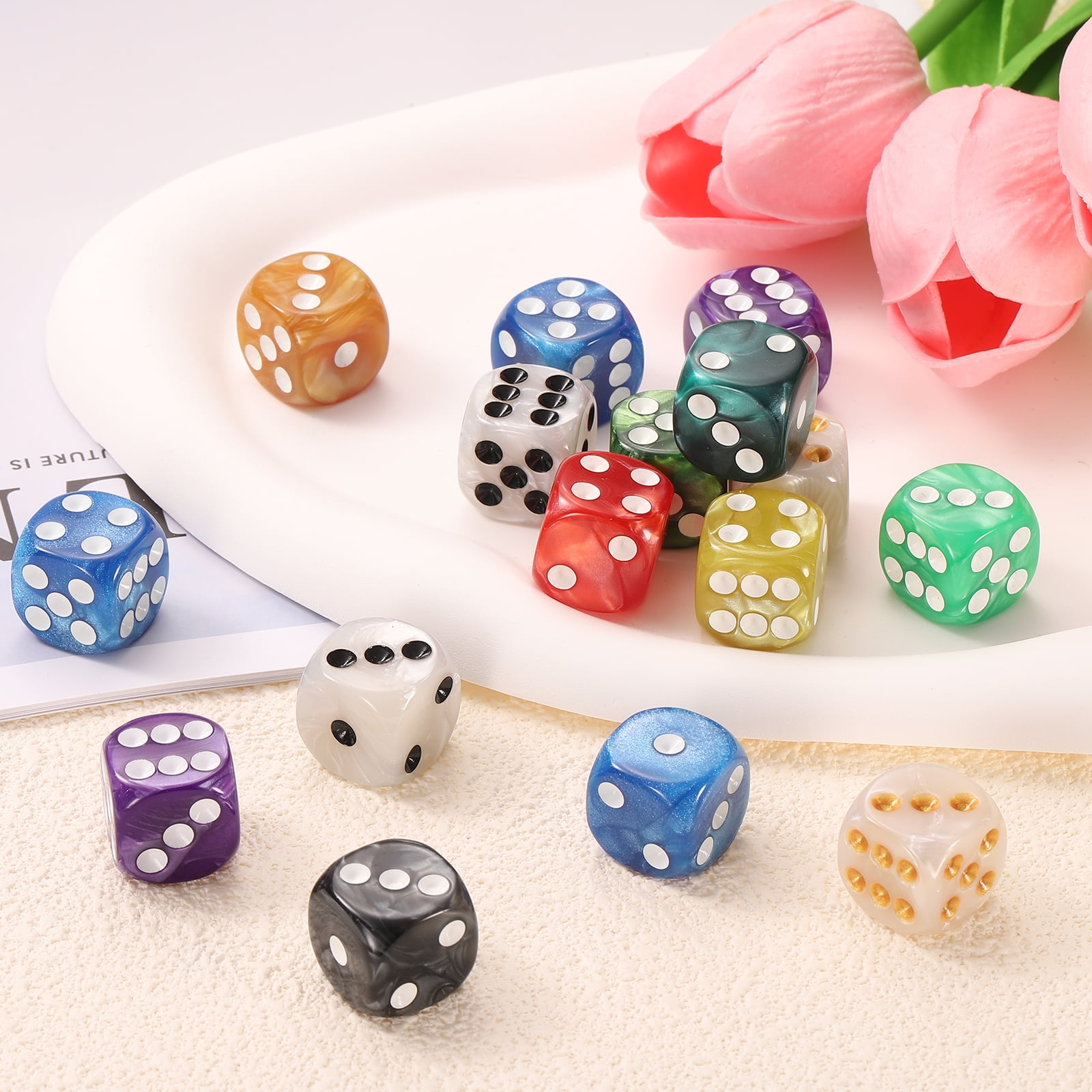 20 Pièces Coloré 6 Faces Acrylique Dés 16mm D6 Cubes Polyédriques Carré Coin Dés Enfants Éducatifs