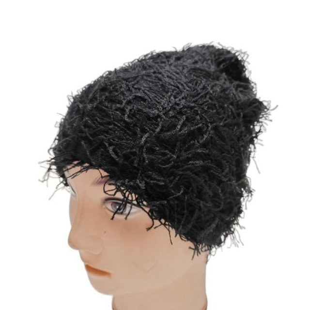 Unisex Cap Club Cosplay Hat Ripped Short Hair Camouflage Color Matching Elastic Beanie Hand Made Windproof Warm Knitted Hat