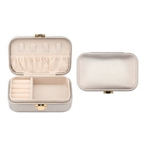 REGALWOVEN PU Leather Jewelry Box for Women, Single Layer Jewelry Organizer with Snap Closure Champagne Gold