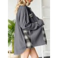 thumbnail image 4 of GHSDFBB Womens Waffle Knit Plaid Shacket Boyfriend Button Down Shirt Jacket Loose Long Sleeve Tops, 4 of 6