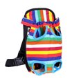 thumbnail image 1 of Pet  Backpack Adjustable Front Fabric Bag Legs Out for Cat Dog Color: Rainbow stripes Size:S-small, 1 of 8