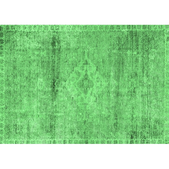 Ahgly Company Indoor Rectangle Medallion Emerald Green Traditional Area Rugs, 2' x 4'