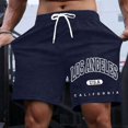 thumbnail image 2 of Pantalones cortos casuales con estampado de letras estilo urbano para hombre, ligeramente elásticos, de poliéster, 2 of 4