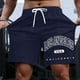 thumbnail image 2 of Pantalones cortos casuales con estampado de letras estilo urbano para hombre, ligeramente elásticos, de poliéster, 2 of 4
