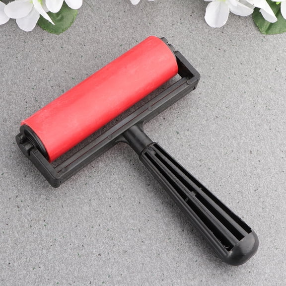 Milisten 2-Pack Red Plastic Printmaking Rollers with Comfortable Handles for Art and Craft Projects