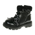 thumbnail image 2 of Girls Black Winter Ankle Boots - Warm Fleece Lined Waterproof, Bowknot Non-Slip Sole for 3.5-10.5Y School Outdoor,Size 30, 2 of 9