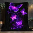 thumbnail image 3 of 1pc Luxurious Purple Butterfly Flannel Blanket, Ultra-Soft Warm 280GSM Plush Throw for Couch Bed Travel Camping, Elegant Home Decor Gift in 3 Sizes, All-Season Cozy Bed Cover, 3 of 11