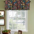 thumbnail image 5 of Colorful Cartoon Valances for Windows, Funny Flowers Guitar Animals Ethnic Art Light Filtering Kitchen Curtains, Rod Pocket Window Valance Curtains for Living Room Bedroom, 42" W x 12" L, 2 Panels, 5 of 9