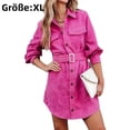thumbnail image 1 of Vestido camisero de pana para mujer, minivestido de pana, 1 of 4