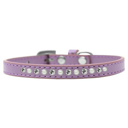 Mirage 611-04 LV-8 Pearl and Clear Crystal Lavender Puppy Collar - Size