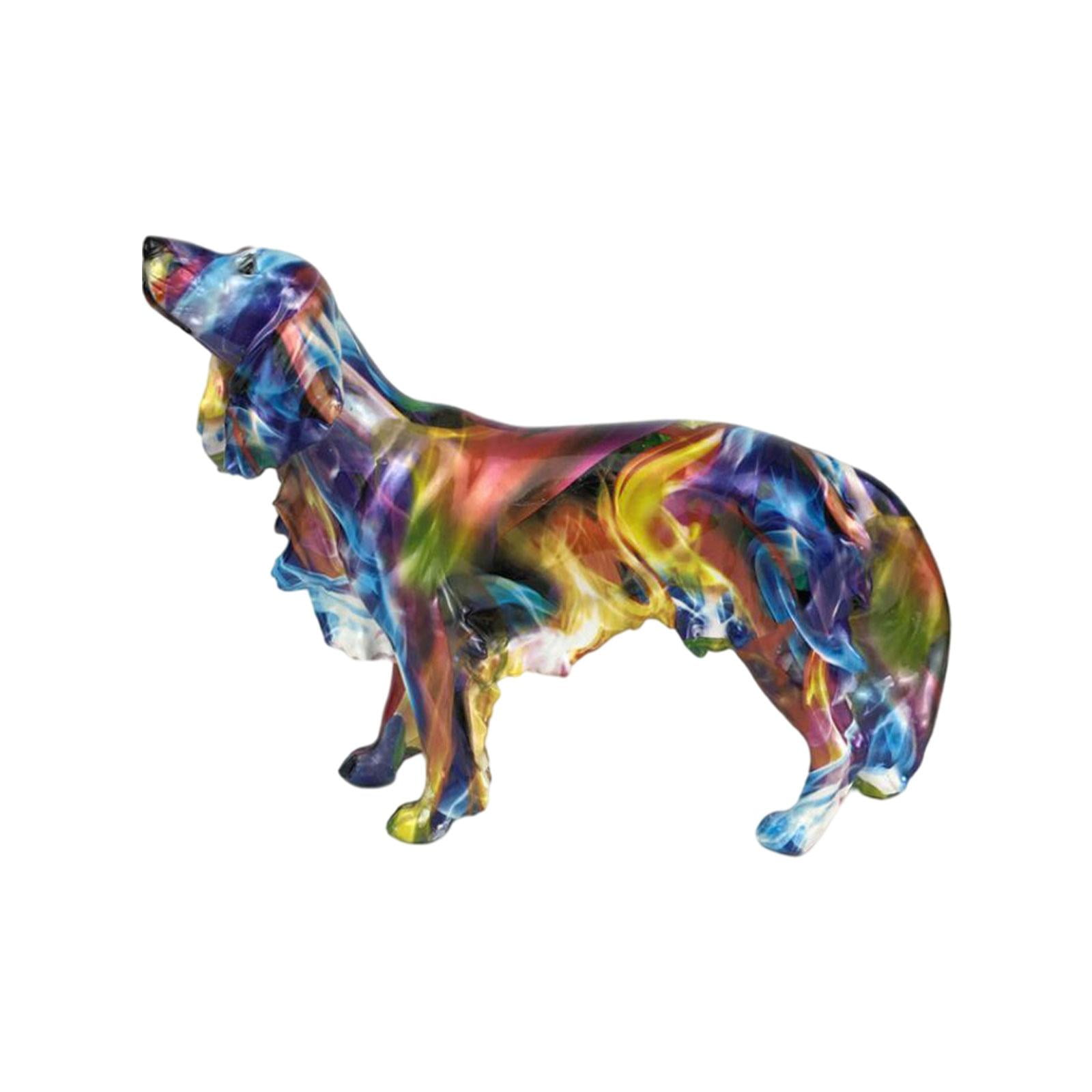 Modern Graffiti Painted Colorful Dachshund Dog Figurine Animal Statue Art Craft 