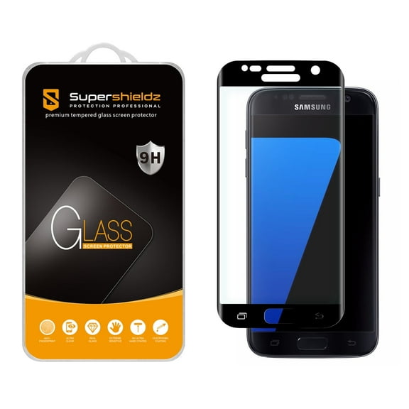 (1-Pack) Supershieldz Designed for Samsung Galaxy S7 Full Screen Coverage Tempered Glass Screen Protector, Anti-Scratch, Anti-Fingerprint, Bubble Free(Black Frame)