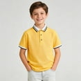 thumbnail image 7 of Cotton Polo Shirt for Boys Short Sleeve Kids Polo with Contrast Trim, Yellow Boys Top for School, Casual & Play, Regular Fit,Size 7-8 T, 7 of 7