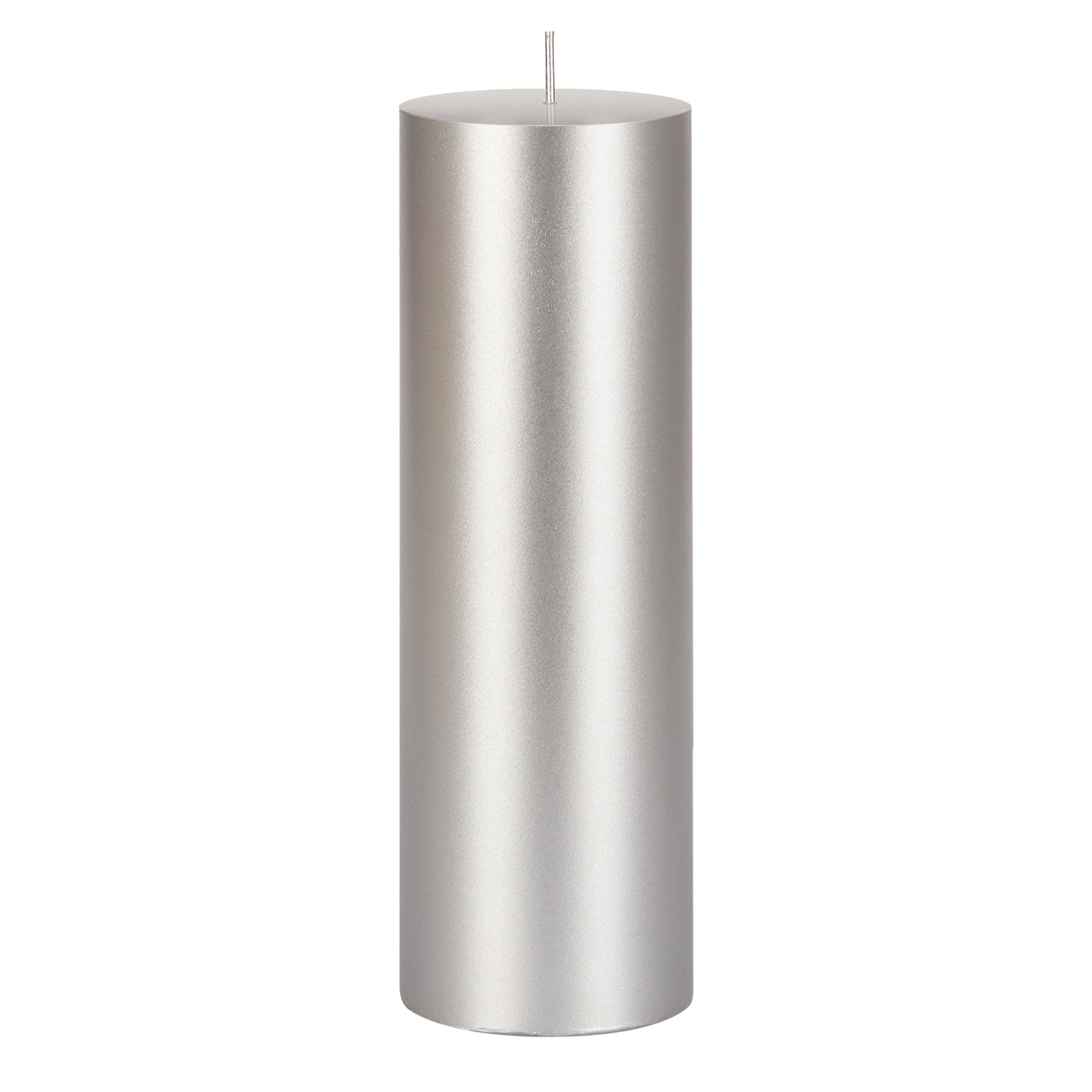 Mega Candles 1 pc Unscented Silver Round Pillar Candle Hand Poured Premium Wax Candles 3 Inch x 9 Inch Home Décor Wedding Receptions Baby Showers Birthdays Celebrations Party Favors & More