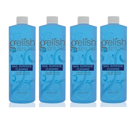 Gelish Nail Soak Off Surface Gel UV Top Coat Cleanser Bottle 16fl oz (4 Pack)