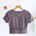 thumbnail image 5 of ZQUUVOU Women's Cotton Crop T-Shirt Solid Color Short Sleeve Crew-Neck Crop Blouses Gray (XL), 5 of 7